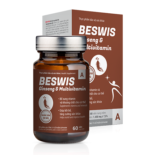 Beswis Ginseng & Multivitamin - Bổ sung vitamin và khoáng chất cho cơ thể
 - Giúp tăng cường sức khỏe, nâng cao sức đề kháng