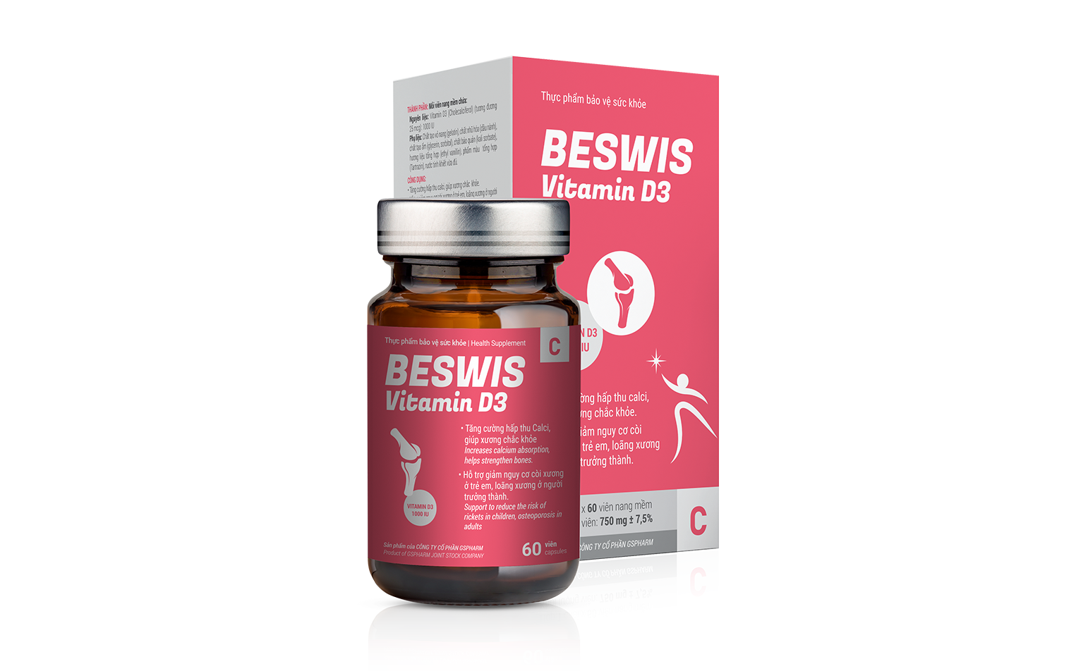 Beswis Vitamin D3 - Tăng cường hấp thu calci, giúp xương chắc khỏe.
 - Hỗ trọ giảm nguy cơ còi xương ở trẻ em, loãng xương ở người trưởng thành 
