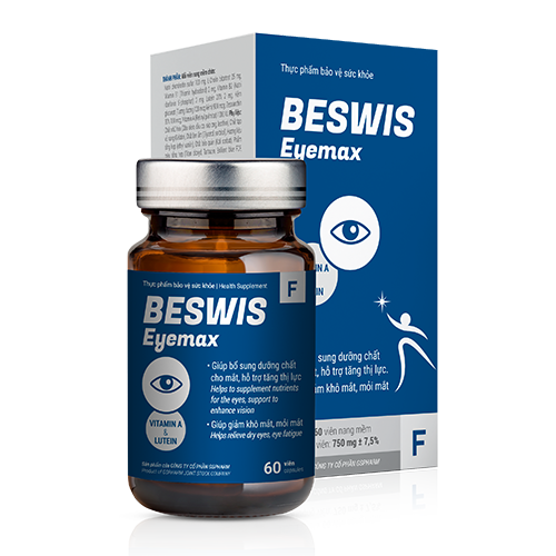 Beswis Eyemax - Giúp bổ sung dưỡng chất cho mắt, hỗ trợ tăng cường thị lực
 - Giúp giảm kho mắt, mỏi mắt